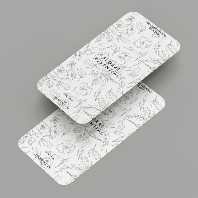 Étiquette Élégant minimaliste floral noir blanc moderne (Minimalist Floral Purple Blue Modern Label
)