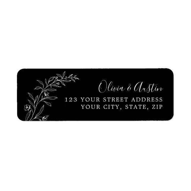 Étiquette Élégant minimaliste Mariage noir Adresse de retour (Devant)