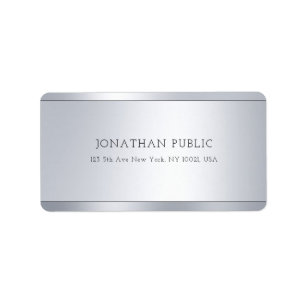 Étiquette Élégant minimaliste moderne Silver Shiny Adresse