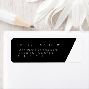 Étiquette Élégant minimaliste noir blanc Mariage de typograp