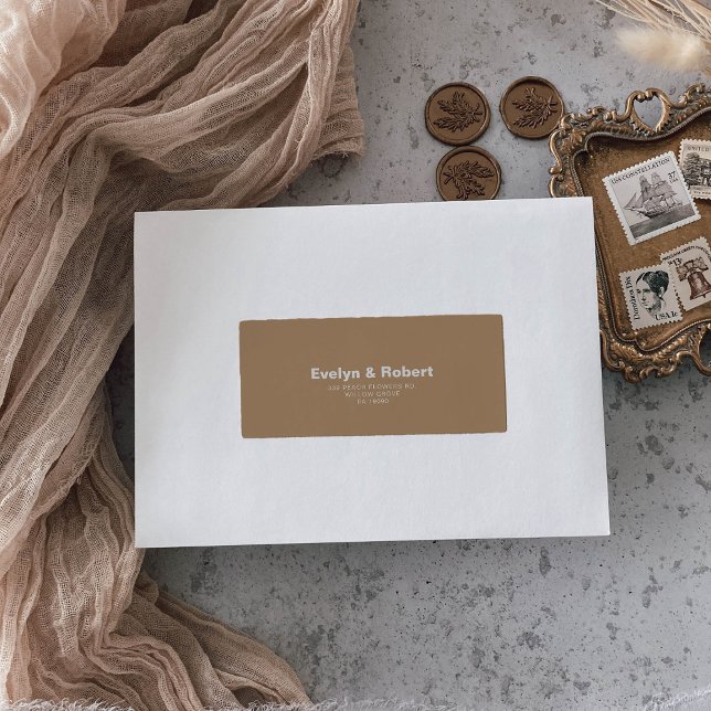 Étiquette Élégant minimaliste Retour Mariage Brown officiel (Créateur téléchargé)