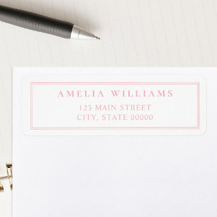 Étiquette Élégant Minimaliste Rose Deux Bordures Adresse de