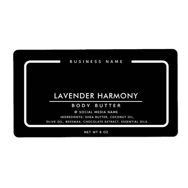 Étiquette Élégant minimaliste simple noir (Devant)