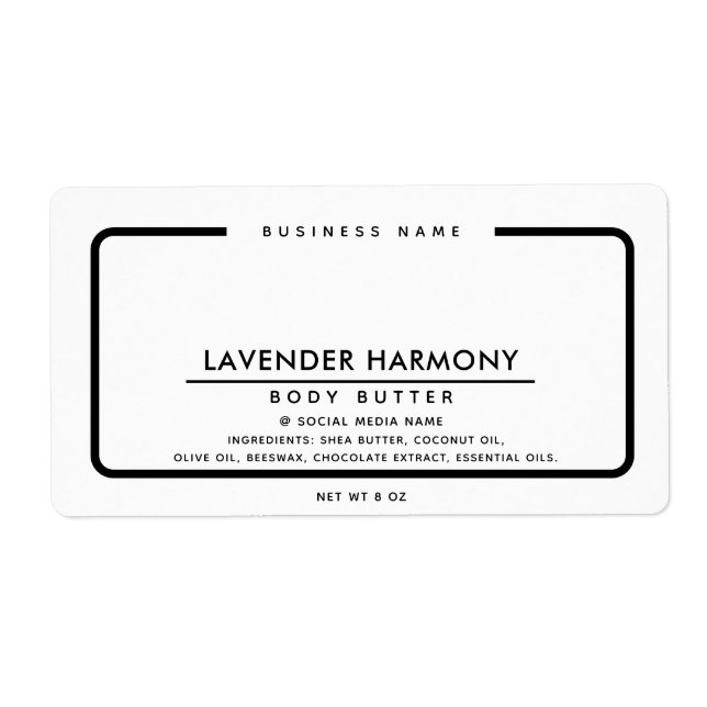 Étiquette Élégant minimaliste simple noir (Devant)