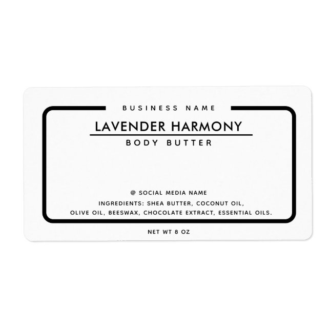 Étiquette Élégant minimaliste simple noir (Devant)