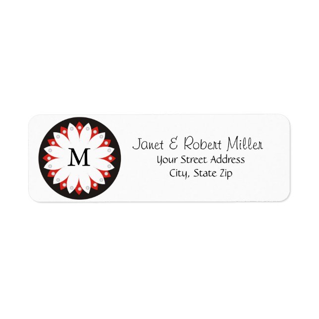 Étiquette Élégant Modèle Floral Avec Monogramme (Devant)