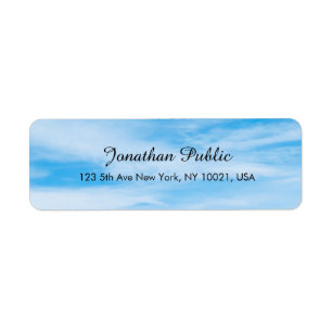 Étiquette Élégant Modèle manuscrit bleu ciel blanc nuages
