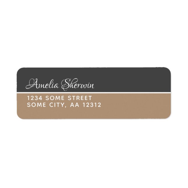 Étiquette Elegant Modern Gray and Beige Return Address (Devant)