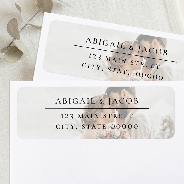 Étiquette Elegant Modern Photo Wedding Return Address (Créateur téléchargé)