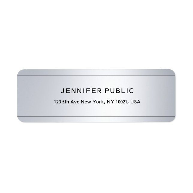 Étiquette Elégant moderne Glam Silver Chic Adresse de retour (Devant)