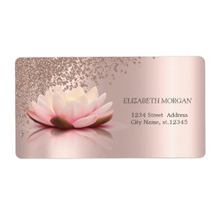 Étiquette Élégant Moderne Luxueux Rose Gold Diamants Lotus