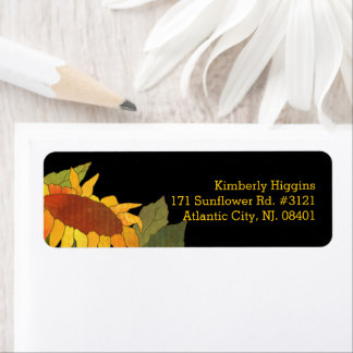 Étiquette Élégant moderne Sunflower Black Adresse