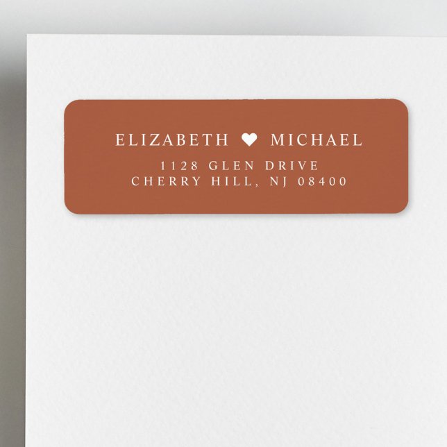 Étiquette Élégant Monogram Terracotta Mariage Adresse de ret (Créateur téléchargé)
