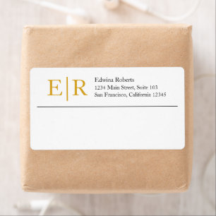 Étiquette Élégant monogramme d'affaires en or Adresse de ret