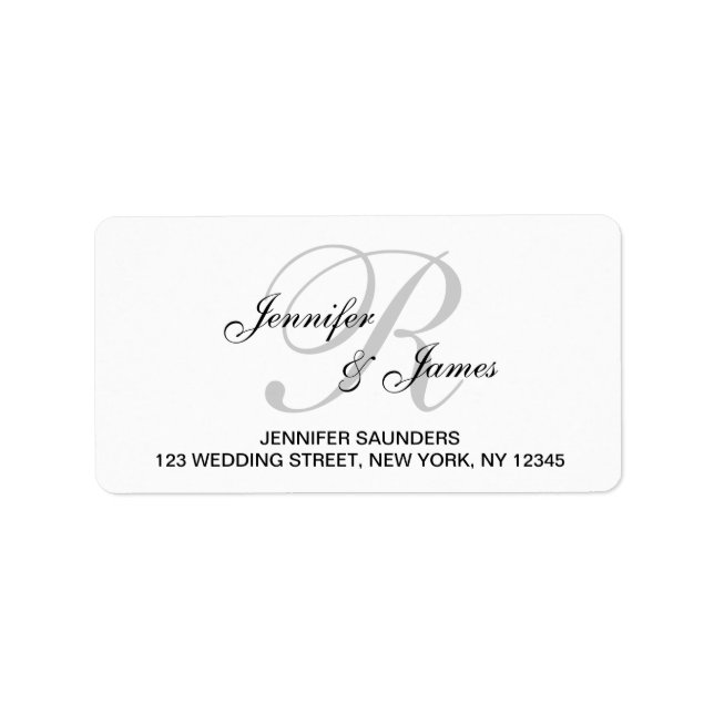 Étiquette Élégant Monogramme Mariage RSVP Adresse de retour  (Devant)