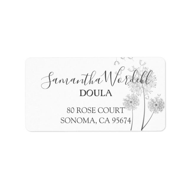 Étiquette Elegant Naissance Doula Ou Midwoman Adresse de ret (Devant)