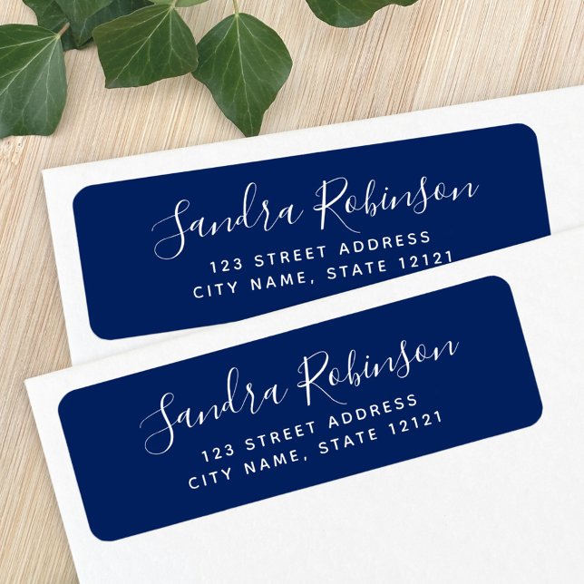 Étiquette Elegant navy blue return address labels (Créateur téléchargé)