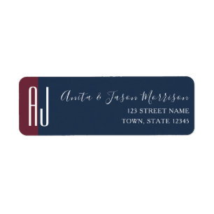 Étiquette Elegant Navy Blue Return Adresse Label