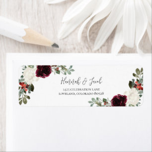 Étiquette Élégant Noël Mariage d'hiver Adresse de retour