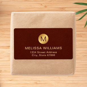 Étiquette Élégant Nom Monogramme Texture Rouge & Livraison O