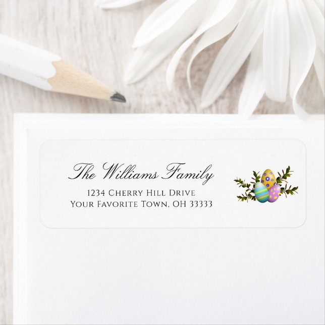 Étiquette Elegant OEufs Décorés de Pâques Adresse de retour (En situation)