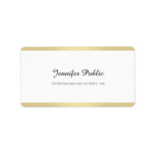 Étiquette Élégant or blanc chic écriture manuscrite Simple
