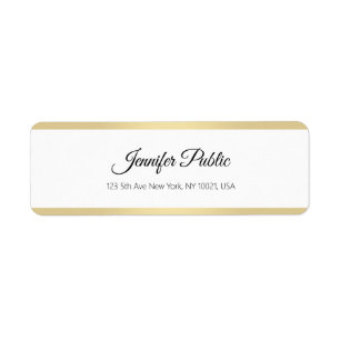 Étiquette Élégant or blanc chic texte main simple