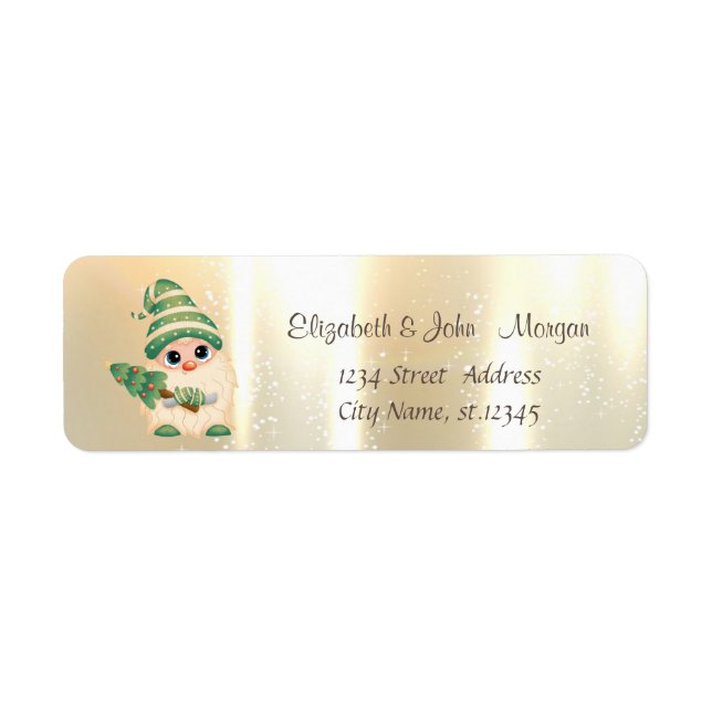 Étiquette Elégant, Or élégant Nordique Gnome, Pine Tree (Devant)