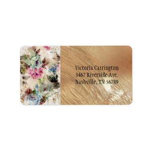 Étiquette Elégant or Floral Aquarelle Mariage Abstrait La