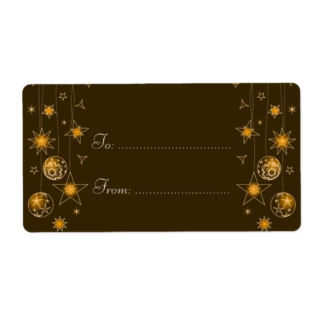 Étiquette Élégant or Jaune de décoration de Noël (Devant)