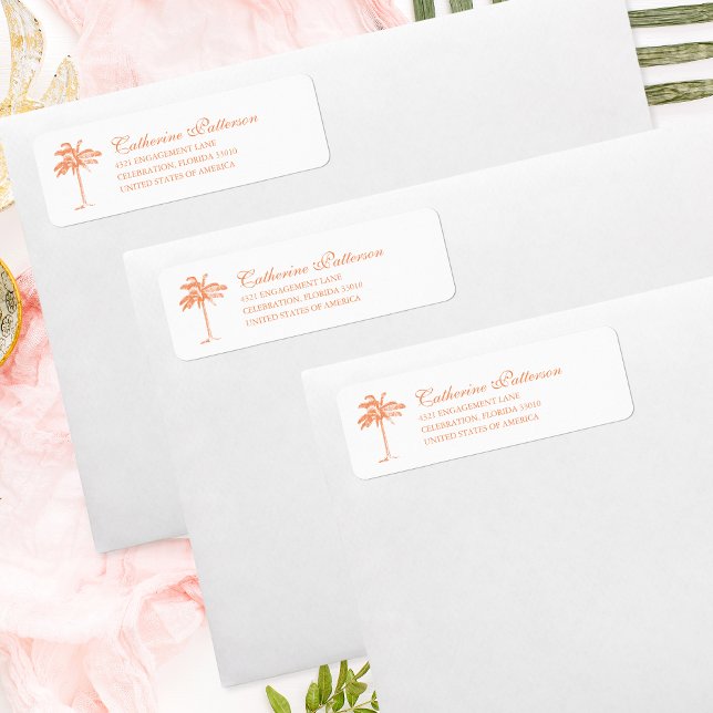 Étiquette Elégant Palm Tree Tropical Sunset Orange (Créateur téléchargé)