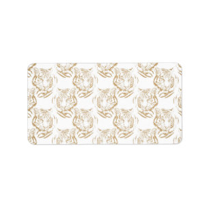 Étiquette Elégant Parties scintillant or Tiger Imprimer Blan