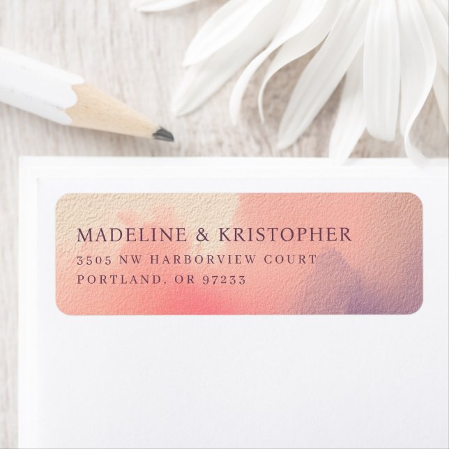 Étiquette Elegant Peach Watercolor (En situation)