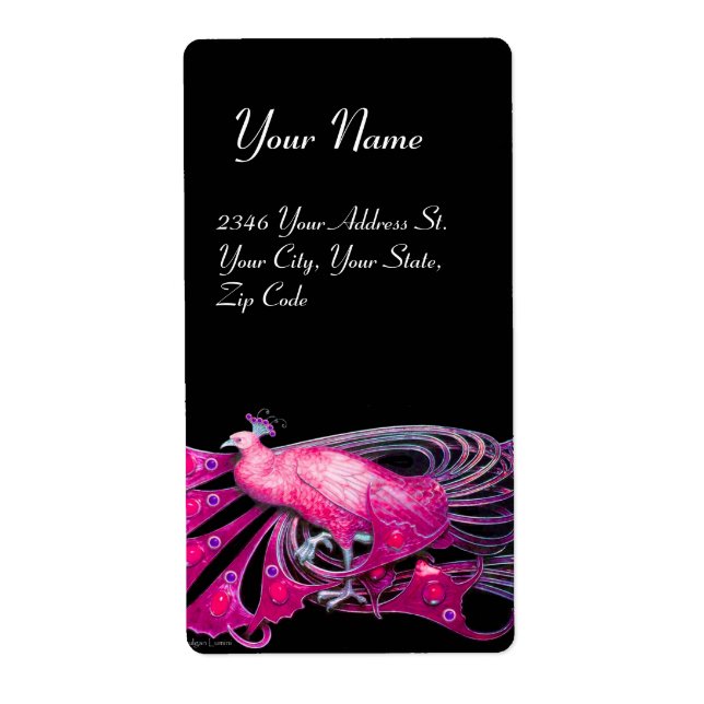 ÉTIQUETTE ÉLÉGANT PEACOCK EN ROSE, FUCHSIE ET NOIR (Devant)