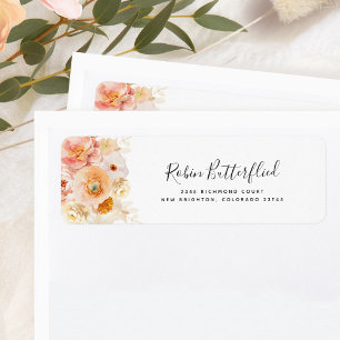 Étiquette Elegant Pêche, Blush, Ivory Floral Adresse de reto