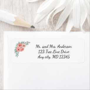 Étiquette Élégant Pink Green Floral Adresse de retour