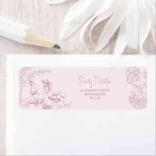 Étiquette Elegant Pink Toile de Jouy Baby shower Adresse