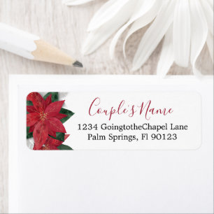 Étiquette Elegant Poinsettia Christmas Return Adresse