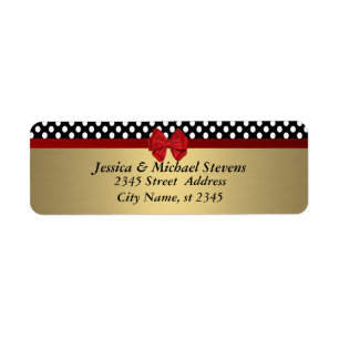 Étiquette Elégant Pois moderne à la mode rouge mariage