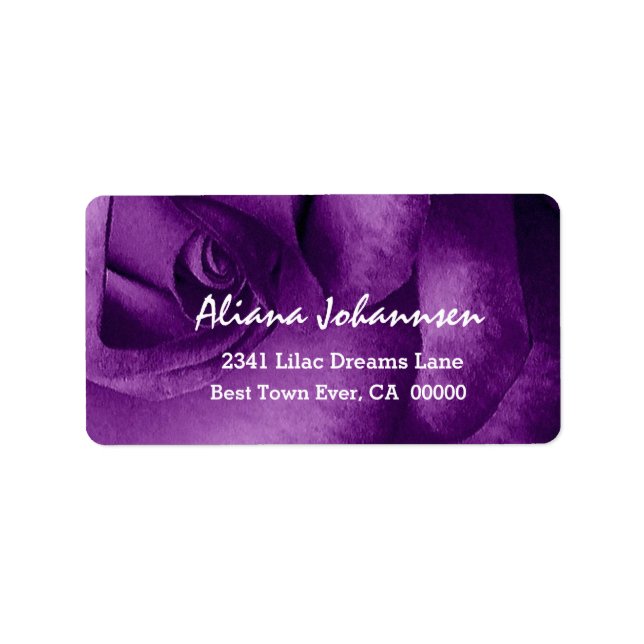 Étiquette Elegant PURPLE Rose Wedding Label V04 (Devant)