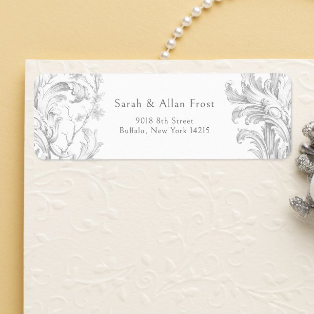 Étiquette Élégant Rococo Floral Français (Créateur téléchargé)