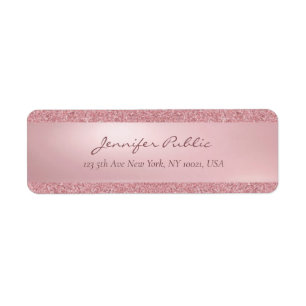 Étiquette Élégant Rose Gold Parties scintillant Nom manusc