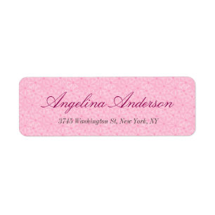 Étiquette Élégant rose Motif écriture manuscrite moderne Fem