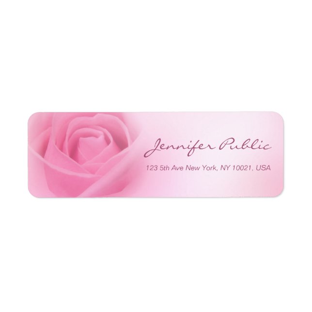 Étiquette Élégant rose rose rose manuscrit Modèle de script (Devant)