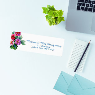 Étiquette Élégant rose violet floral