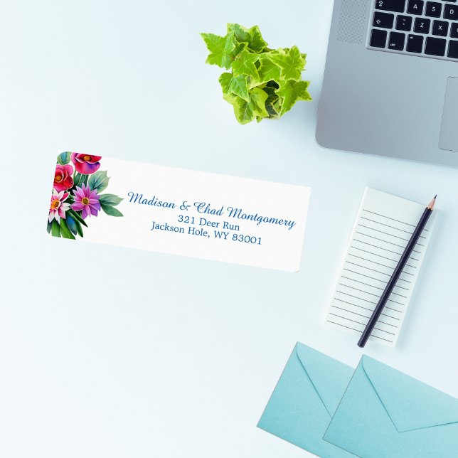 Étiquette Élégant rose violet floral (Créateur téléchargé)