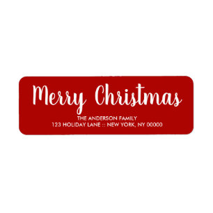 Étiquette Élégant rouge Noël Adresse de retour