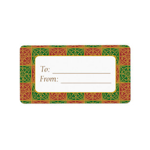 Étiquette Élégant Rouge Vert Fleur de Lis Cadeau Tag Étiquet