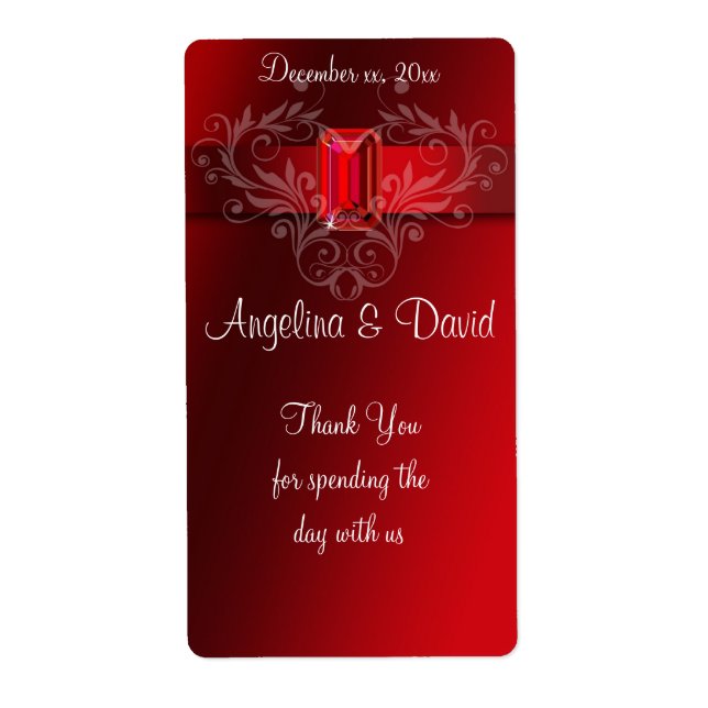 Étiquette Élégant ruban rouge, Ruby (Devant)