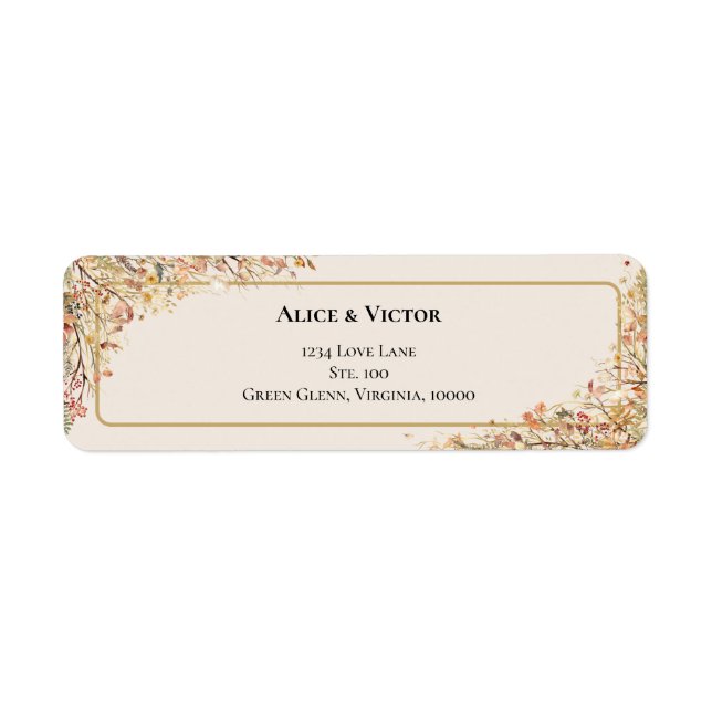 Étiquette Elégant Rustic Fall Beige Mariage Retour Adresse (Devant)